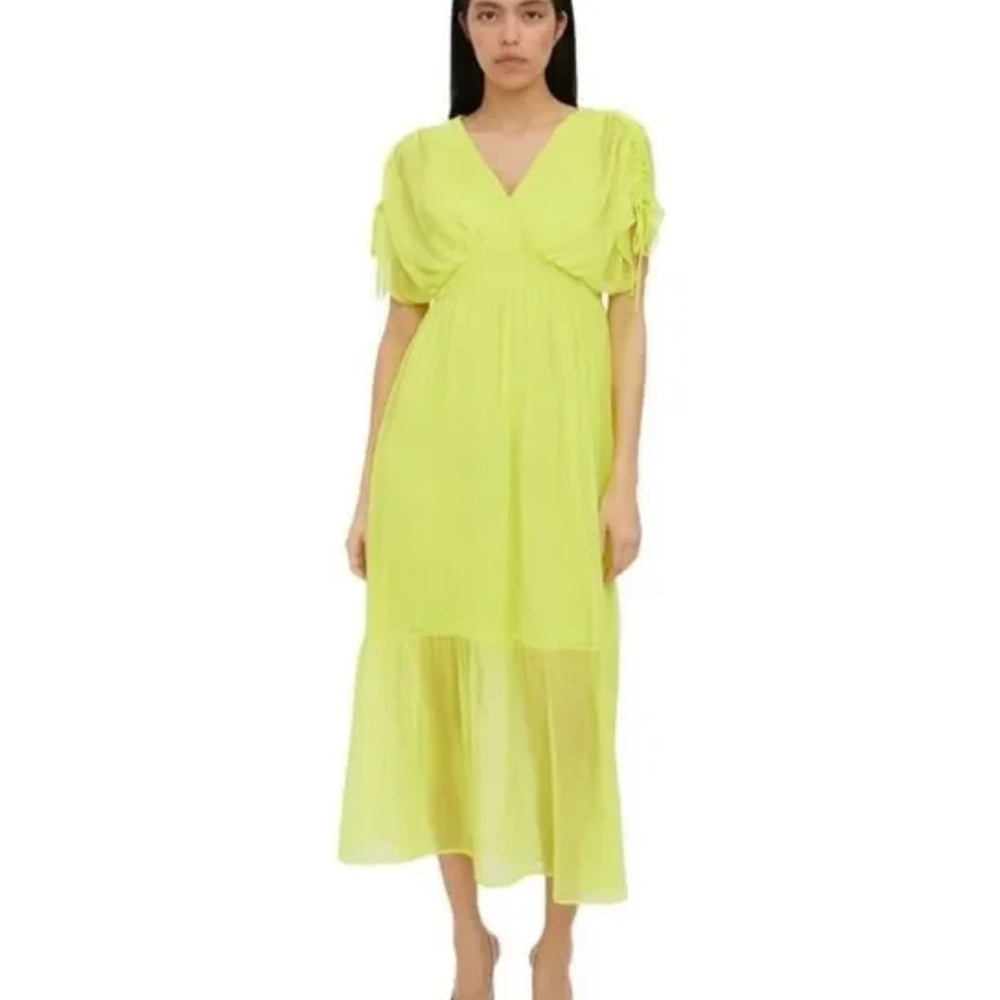 NEW - AWARE by Vero Moda Theodora Dress Limeaid Neon yellow dress Sz S